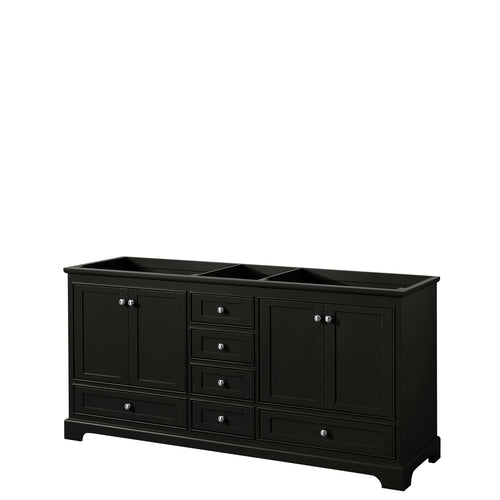Wyndham Deborah 72 Inch Double Bathroom Vanity in Dark Espresso, No Countertop, No Sinks, and No Mirrors- Wyndham