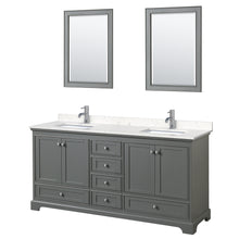 Load image into Gallery viewer, Wyndham Deborah 72 Inch Double Bathroom Vanity in Dark Gray, Light-Vein Carrara Cultured Marble Countertop, Undermount Square Sinks, 24 Inch Mirrors- Wyndham
