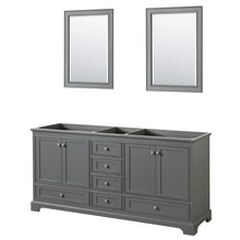 Load image into Gallery viewer, Wyndham Deborah 72 Inch Double Bathroom Vanity in Dark Gray, No Countertop, No Sinks, and 24 Inch Mirrors- Wyndham