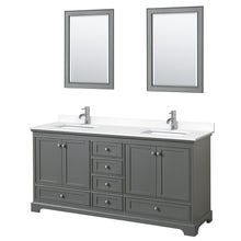 Load image into Gallery viewer, Wyndham Deborah 72 Inch Double Bathroom Vanity in Dark Gray, White Cultured Marble Countertop, Undermount Square Sinks, 24 Inch Mirrors- Wyndham