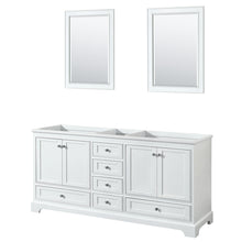 Load image into Gallery viewer, Wyndham Deborah 72 Inch Double Bathroom Vanity in White, No Countertop, No Sinks, and 24 Inch Mirrors- Wyndham