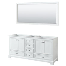 Load image into Gallery viewer, Wyndham Deborah 72 Inch Double Bathroom Vanity in White, No Countertop, No Sinks, and 70 Inch Mirror- Wyndham