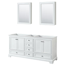 Load image into Gallery viewer, Wyndham Deborah 72 Inch Double Bathroom Vanity in White, No Countertop, No Sinks, and Medicine Cabinets- Wyndham