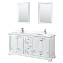 Load image into Gallery viewer, Wyndham Deborah 72 Inch Double Bathroom Vanity in White, White Cultured Marble Countertop, Undermount Square Sinks, 24 Inch Mirrors- Wyndham