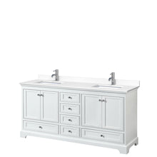 Load image into Gallery viewer, Wyndham Deborah 72 Inch Double Bathroom Vanity in White, White Cultured Marble Countertop, Undermount Square Sinks, No Mirrors- Wyndham