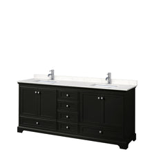 Load image into Gallery viewer, Wyndham Deborah 80 Inch Double Bathroom Vanity in Dark Espresso, Light-Vein Carrara Cultured Marble Countertop, Undermount Square Sinks, No Mirrors- Wyndham