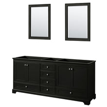 Load image into Gallery viewer, Wyndham Deborah 80 Inch Double Bathroom Vanity in Dark Espresso, No Countertop, No Sinks, and 24 Inch Mirrors- Wyndham