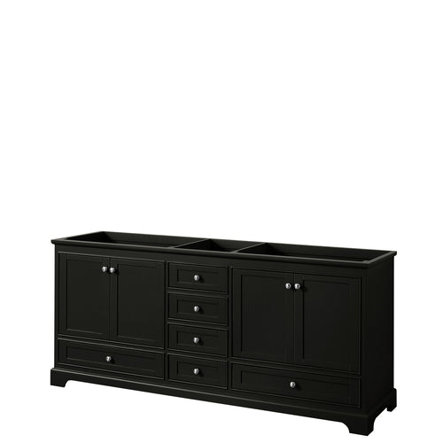 Wyndham Deborah 80 Inch Double Bathroom Vanity in Dark Espresso, No Countertop, No Sinks, and No Mirrors- Wyndham