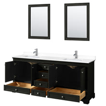 Load image into Gallery viewer, Wyndham Deborah 80 Inch Double Bathroom Vanity in Dark Espresso, White Cultured Marble Countertop, Undermount Square Sinks, 24 Inch Mirrors- Wyndham