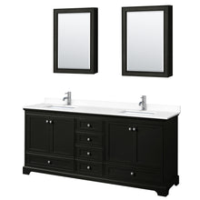 Load image into Gallery viewer, Wyndham Deborah 80 Inch Double Bathroom Vanity in Dark Espresso, White Cultured Marble Countertop, Undermount Square Sinks, Medicine Cabinets- Wyndham