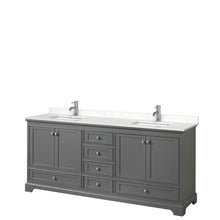 Load image into Gallery viewer, Wyndham Deborah 80 Inch Double Bathroom Vanity in Dark Gray, Light-Vein Carrara Cultured Marble Countertop, Undermount Square Sinks, No Mirrors- Wyndham