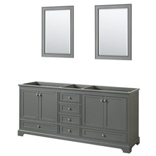 Load image into Gallery viewer, Wyndham Deborah 80 Inch Double Bathroom Vanity in Dark Gray, No Countertop, No Sinks, and 24 Inch Mirrors- Wyndham