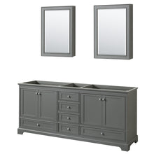 Load image into Gallery viewer, Wyndham Deborah 80 Inch Double Bathroom Vanity in Dark Gray, No Countertop, No Sinks, and Medicine Cabinets- Wyndham