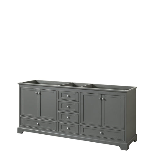 Wyndham Deborah 80 Inch Double Bathroom Vanity in Dark Gray, No Countertop, No Sinks, and No Mirrors- Wyndham