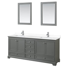 Load image into Gallery viewer, Wyndham Deborah 80 Inch Double Bathroom Vanity in Dark Gray, White Cultured Marble Countertop, Undermount Square Sinks, 24 Inch Mirrors- Wyndham