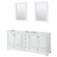 Load image into Gallery viewer, Wyndham Deborah 80 Inch Double Bathroom Vanity in White, No Countertop, No Sinks, and 24 Inch Mirrors- Wyndham