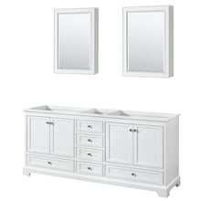 Load image into Gallery viewer, Wyndham Deborah 80 Inch Double Bathroom Vanity in White, No Countertop, No Sinks, and Medicine Cabinets- Wyndham