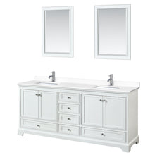 Load image into Gallery viewer, Wyndham Deborah 80 Inch Double Bathroom Vanity in White, White Cultured Marble Countertop, Undermount Square Sinks, 24 Inch Mirrors- Wyndham