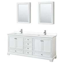 Load image into Gallery viewer, Wyndham Deborah 80 Inch Double Bathroom Vanity in White, White Cultured Marble Countertop, Undermount Square Sinks, Medicine Cabinets- Wyndham