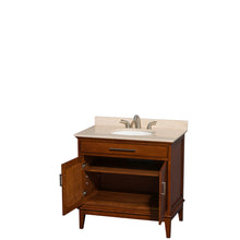 Load image into Gallery viewer, Wyndham Hatton 36 Inch Single Bathroom Vanity in Light Chestnut, Ivory Marble Countertop, Undermount Oval Sink, and No Mirror- Wyndham