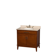 Load image into Gallery viewer, Wyndham Hatton 36 Inch Single Bathroom Vanity in Light Chestnut, Ivory Marble Countertop, Undermount Oval Sink, and No Mirror- Wyndham