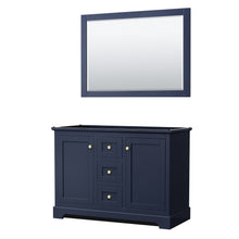 Load image into Gallery viewer, Wyndham Avery 48 Inch Double Bathroom Vanity in Dark Blue, No Countertop, No Sinks, 46 Inch Mirror- Wyndham