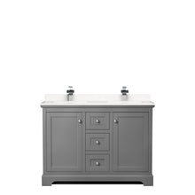 Load image into Gallery viewer, Wyndham Avery 48 Inch Double Bathroom Vanity in Dark Gray, Light-Vein Carrara Cultured Marble Countertop, Undermount Square Sinks, No Mirror- Wyndham