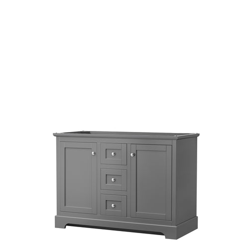 Wyndham Avery 48 Inch Double Bathroom Vanity in Dark Gray, No Countertop, No Sinks, No Mirror- Wyndham