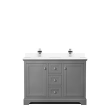 Load image into Gallery viewer, Wyndham Avery 48 Inch Double Bathroom Vanity in Dark Gray, White Cultured Marble Countertop, Undermount Square Sinks, No Mirror- Wyndham
