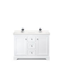 Load image into Gallery viewer, Wyndham Avery 48 Inch Double Bathroom Vanity in White, Light-Vein Carrara Cultured Marble Countertop, Undermount Square Sinks, No Mirror- Wyndham