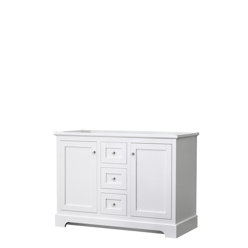 Wyndham Avery 48 Inch Double Bathroom Vanity in White, No Countertop, No Sinks, No Mirror- Wyndham