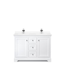 Load image into Gallery viewer, Wyndham Avery 48 Inch Double Bathroom Vanity in White, White Cultured Marble Countertop, Undermount Square Sinks, No Mirror- Wyndham