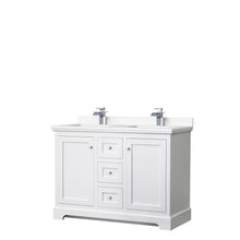 Load image into Gallery viewer, Wyndham Avery 48 Inch Double Bathroom Vanity in White, White Cultured Marble Countertop, Undermount Square Sinks, No Mirror- Wyndham