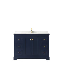 Load image into Gallery viewer, Wyndham Avery 48 Inch Single Bathroom Vanity in Dark Blue, Light-Vein Carrara Cultured Marble Countertop, Undermount Square Sink, No Mirror- Wyndham
