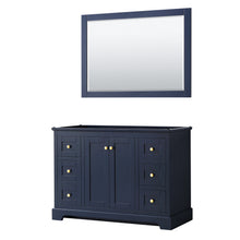 Load image into Gallery viewer, Wyndham Avery 48 Inch Single Bathroom Vanity in Dark Blue, No Countertop, No Sink, and 46 Inch Mirror- Wyndham