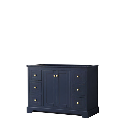 Wyndham Avery 48 Inch Single Bathroom Vanity in Dark Blue, No Countertop, No Sink, and No Mirror- Wyndham