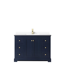 Load image into Gallery viewer, Wyndham Avery 48 Inch Single Bathroom Vanity in Dark Blue, White Cultured Marble Countertop, Undermount Square Sink, No Mirror- Wyndham