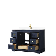 Load image into Gallery viewer, Wyndham Avery 48 Inch Single Bathroom Vanity in Dark Blue, White Cultured Marble Countertop, Undermount Square Sink, No Mirror- Wyndham
