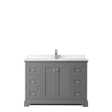 Load image into Gallery viewer, Wyndham Avery 48 Inch Single Bathroom Vanity in Dark Gray, Light-Vein Carrara Cultured Marble Countertop, Undermount Square Sink, No Mirror- Wyndham