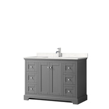 Load image into Gallery viewer, Wyndham Avery 48 Inch Single Bathroom Vanity in Dark Gray, Light-Vein Carrara Cultured Marble Countertop, Undermount Square Sink, No Mirror- Wyndham