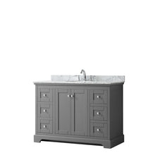 Load image into Gallery viewer, Wyndham Avery 48 Inch Single Bathroom Vanity in Dark Gray, White Carrara Marble Countertop, Undermount Oval Sink, and No Mirror- Wyndham