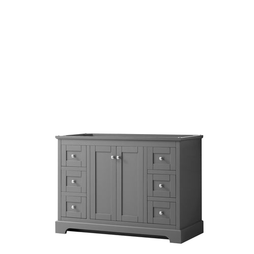 Wyndham Avery 48 Inch Single Bathroom Vanity in Dark Gray, No Countertop, No Sink, and No Mirror- Wyndham