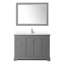 Load image into Gallery viewer, Wyndham Avery 48 Inch Single Bathroom Vanity in Dark Gray, White Cultured Marble Countertop, Undermount Square Sink, 46 Inch Mirror- Wyndham