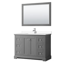 Load image into Gallery viewer, Wyndham Avery 48 Inch Single Bathroom Vanity in Dark Gray, White Cultured Marble Countertop, Undermount Square Sink, 46 Inch Mirror- Wyndham