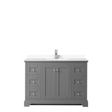 Load image into Gallery viewer, Wyndham Avery 48 Inch Single Bathroom Vanity in Dark Gray, White Cultured Marble Countertop, Undermount Square Sink, No Mirror- Wyndham