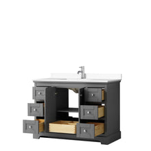Load image into Gallery viewer, Wyndham Avery 48 Inch Single Bathroom Vanity in Dark Gray, White Cultured Marble Countertop, Undermount Square Sink, No Mirror- Wyndham