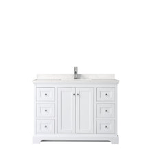 Load image into Gallery viewer, Wyndham Avery 48 Inch Single Bathroom Vanity in White, Light-Vein Carrara Cultured Marble Countertop, Undermount Square Sink, No Mirror- Wyndham
