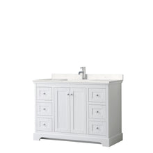 Load image into Gallery viewer, Wyndham Avery 48 Inch Single Bathroom Vanity in White, Light-Vein Carrara Cultured Marble Countertop, Undermount Square Sink, No Mirror- Wyndham