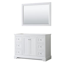 Load image into Gallery viewer, Wyndham Avery 48 Inch Single Bathroom Vanity in White, No Countertop, No Sink, and 46 Inch Mirror- Wyndham