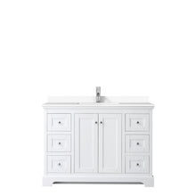 Load image into Gallery viewer, Wyndham Avery 48 Inch Single Bathroom Vanity in White, White Cultured Marble Countertop, Undermount Square Sink, No Mirror- Wyndham